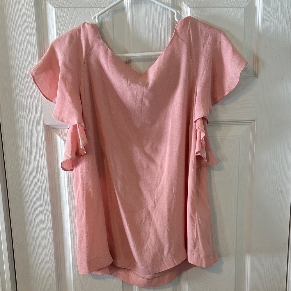 Arianna Pink Ruffle Sleeve Blouse Women’s Large